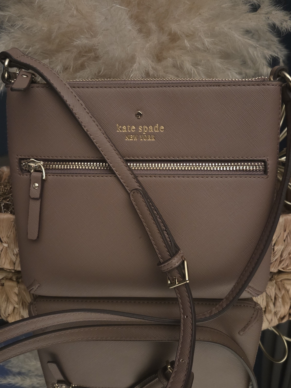 Kate Spade Dusty Mauve Crossbody | Sleek Minimalist Luxe Zip Bag